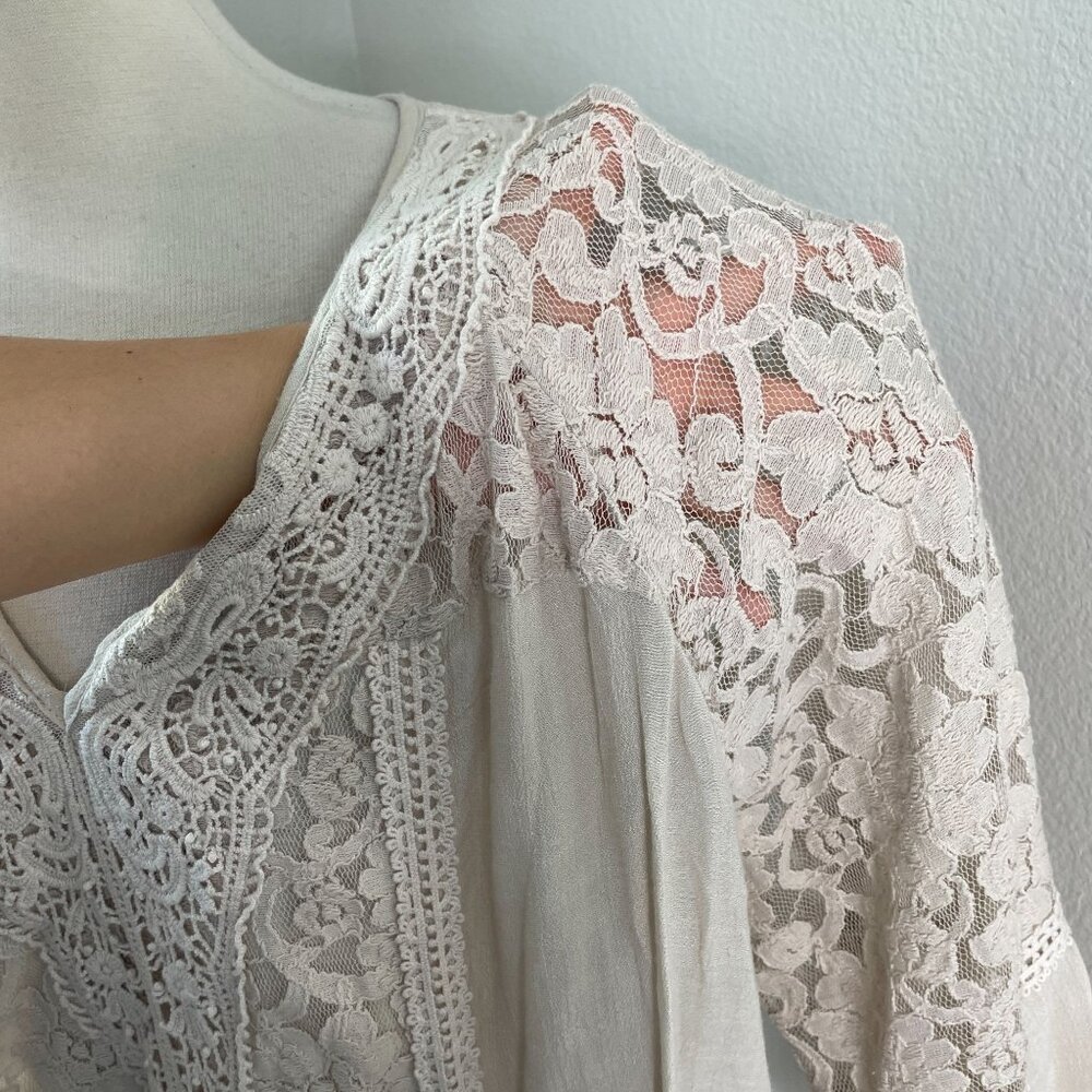 Westport‎ Womens Plus 3X Lace Trim Tunic Top V Neck 3/4 Sleeve Shirt - Picture 7 of 13